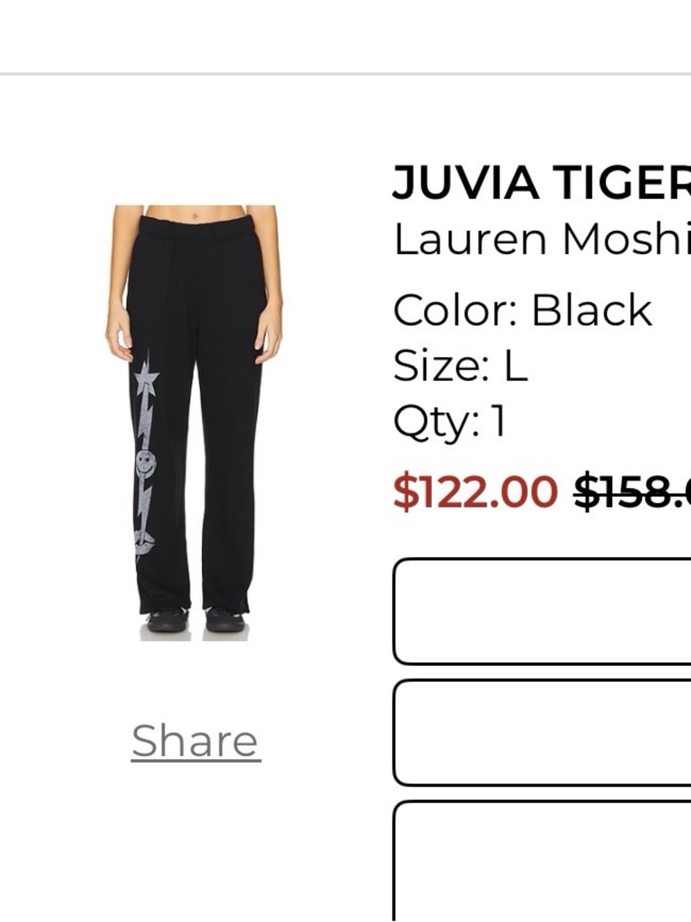 Lauren Moshi Black Lounge Pants with Star & Smiley Graphic